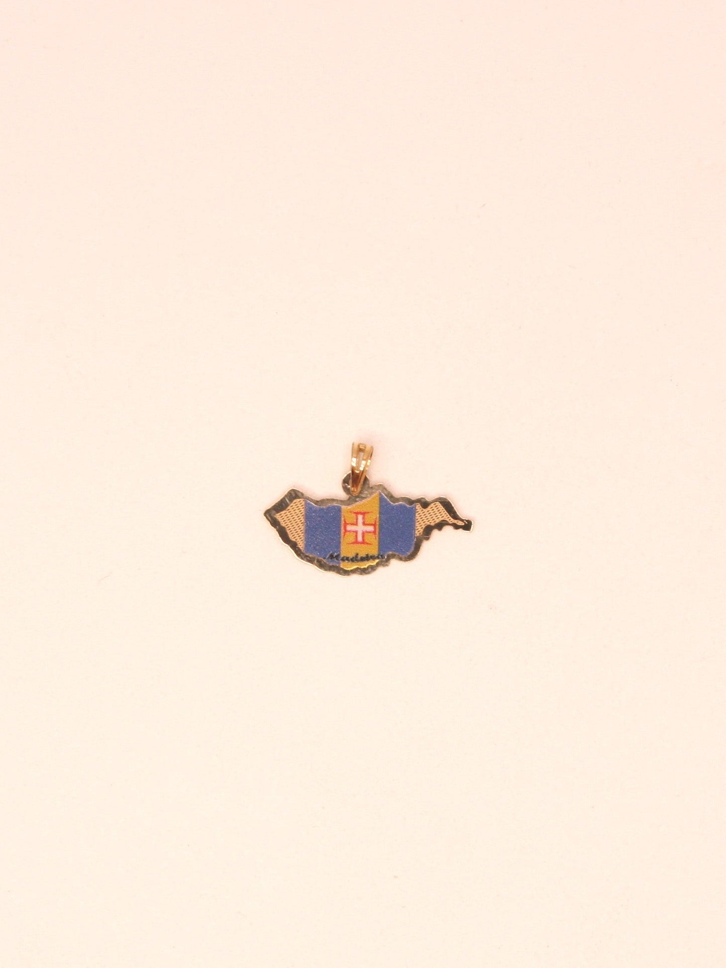 19.2Kt Solid Gold Madeira Island Pendant w/ Madeira's Flag Enamel Colour