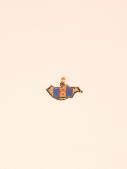 19.2Kt Solid Gold Madeira Island Pendant w/ Madeira's Flag Enamel Colour