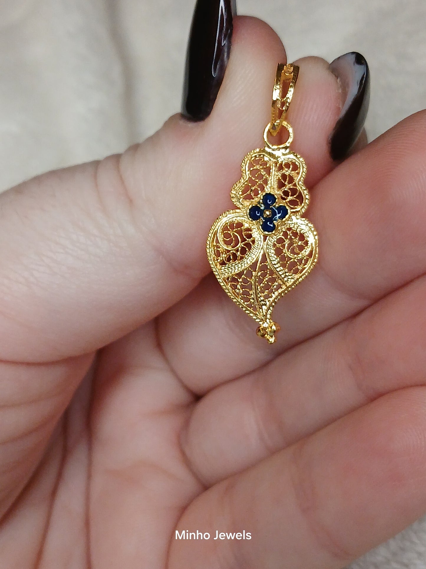 Portuguese Filigree Heart of Viana Gold-Vermeil Pendant