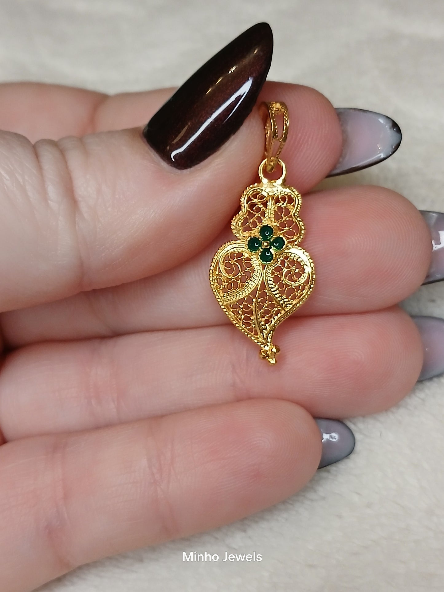 Portuguese Filigree Heart of Viana Gold-Vermeil Pendant