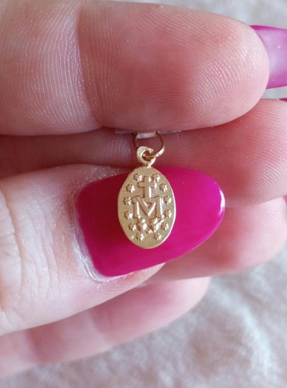 19Kt Solid Gold Virgin Mary Pendant, Miraculous Medallion