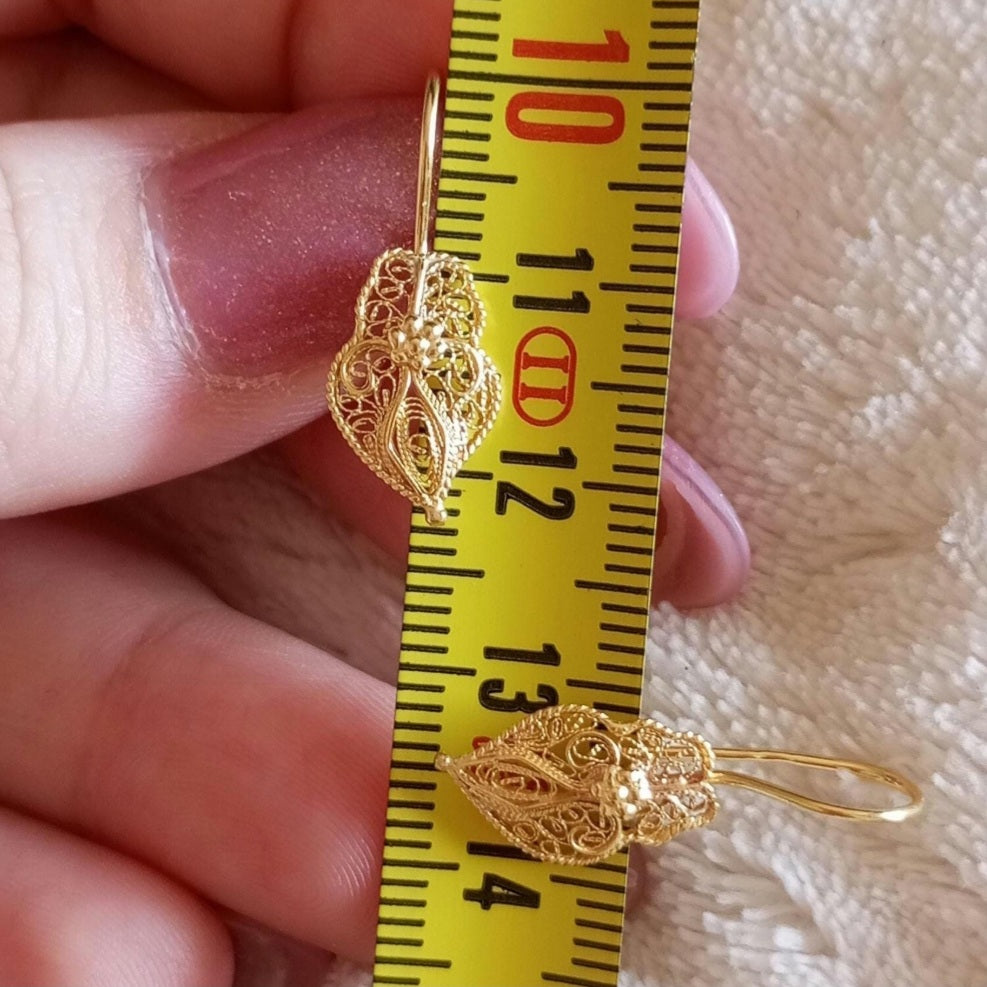 Heart of Viana Portuguese Filigree 19.2Kt Gold Earrings